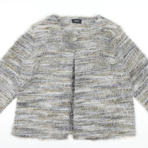 Klass Womens Grey Beige Multicoloured Open Knit Cardigan M
