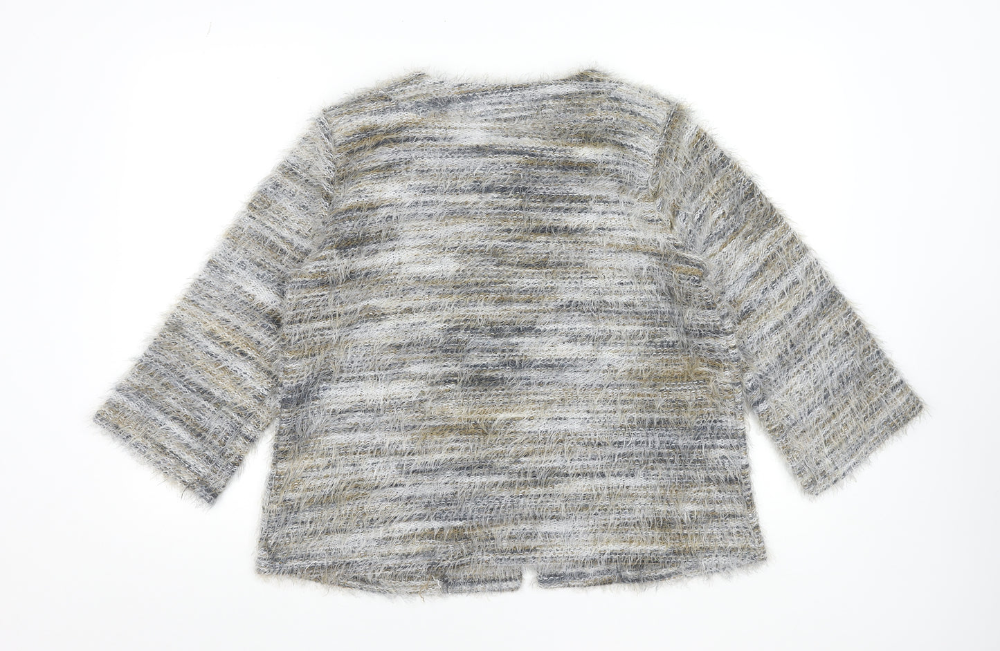 Klass Womens Grey Beige Multicoloured Open Knit Cardigan M