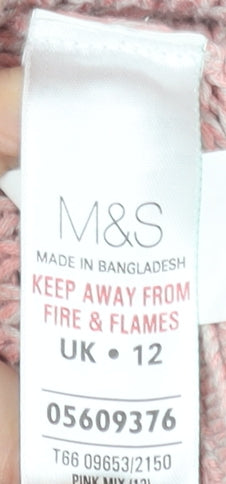 Marks and Spencer Women's Pink Cotton Knit Jumper Size 12