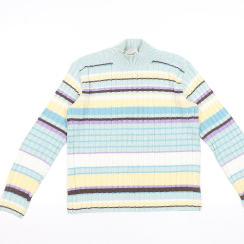 Items Women’s Multicoloured Striped Mock Neck Jumper Size 12