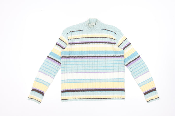 Items Women’s Multicoloured Striped Mock Neck Jumper Size 12