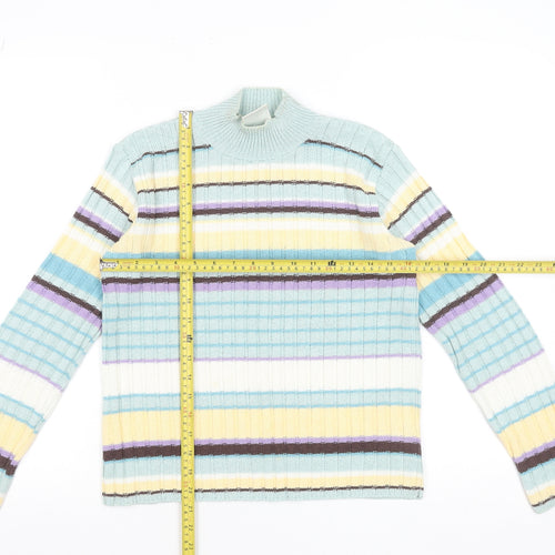 Items Women’s Multicoloured Striped Mock Neck Jumper Size 12