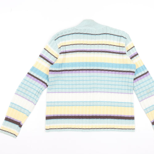 Items Women’s Multicoloured Striped Mock Neck Jumper Size 12