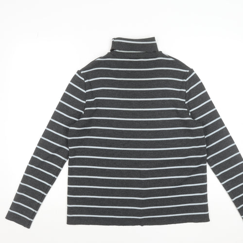 Penny Plain Womens Grey Striped Roll Neck Knit Top Size 18