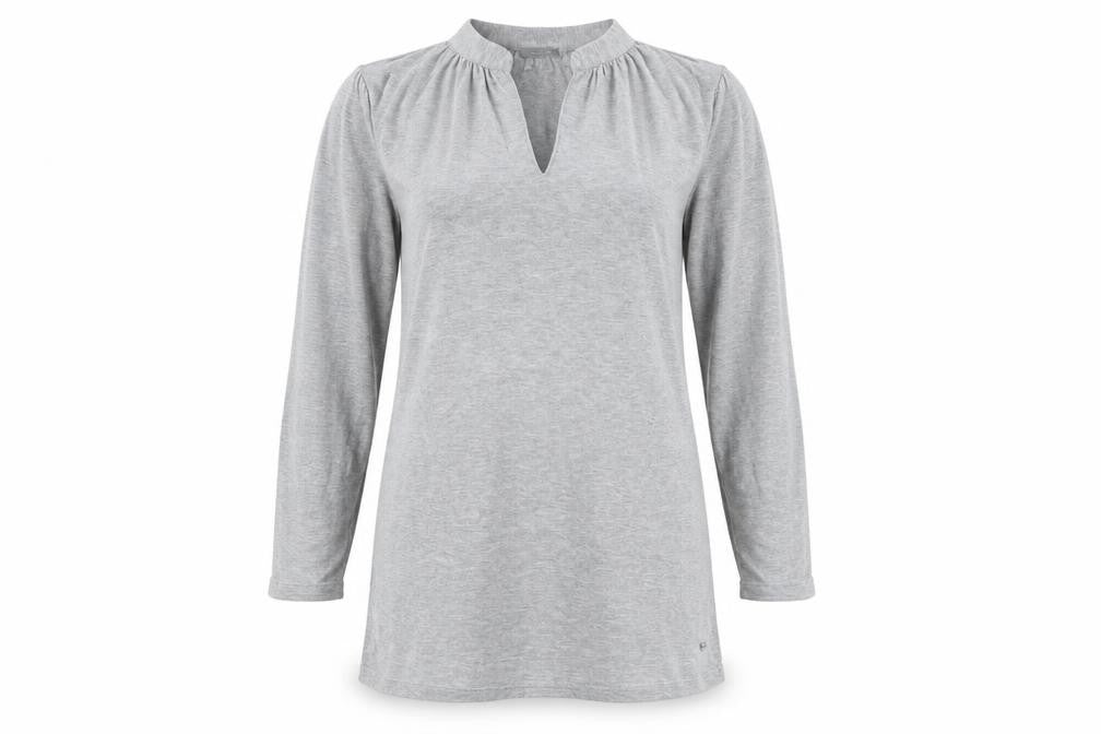 Front view of Tommy Hilfiger Women's Grey M Shift Jersey Knee Length Dress