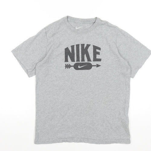 Nike Men's Grey Graphic Short Sleeve Cotton T-Shirt Size L