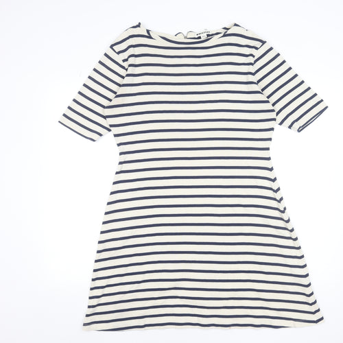 Whistles Women’s Navy Stripe Knee Length Cotton Shift Dress Size 16