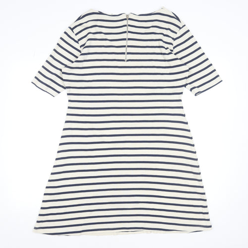 Whistles Women’s Navy Stripe Knee Length Cotton Shift Dress Size 16