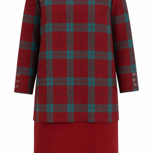 Berkertex Women Red Check Shift Dress Size 18 Long Sleeve Vintage Style