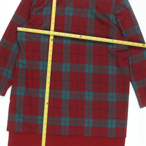 Berkertex Women Red Check Shift Dress Size 18 Long Sleeve Vintage Style