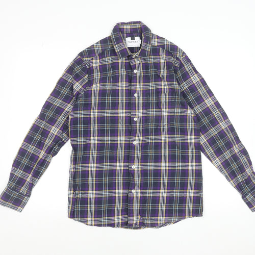 Topman Men's Purple Plaid Flannel Button-Up Shirt Size S Regular Fit