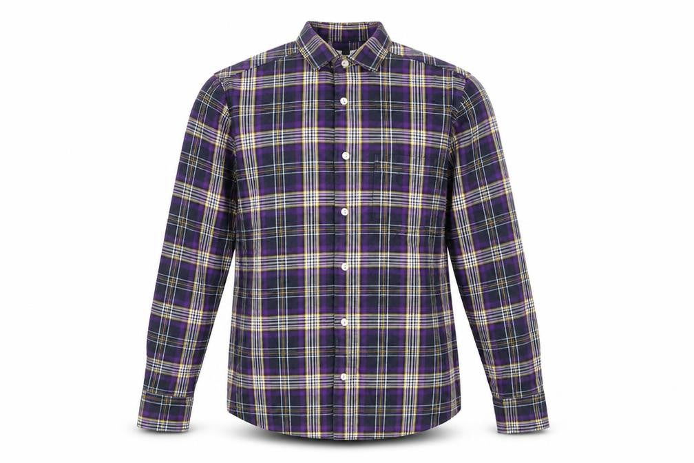 Topman Men's Purple Plaid Flannel Button-Up Shirt Size S Regular Fit