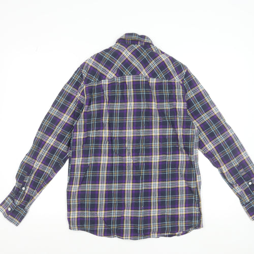 Topman Men's Purple Plaid Flannel Button-Up Shirt Size S Regular Fit
