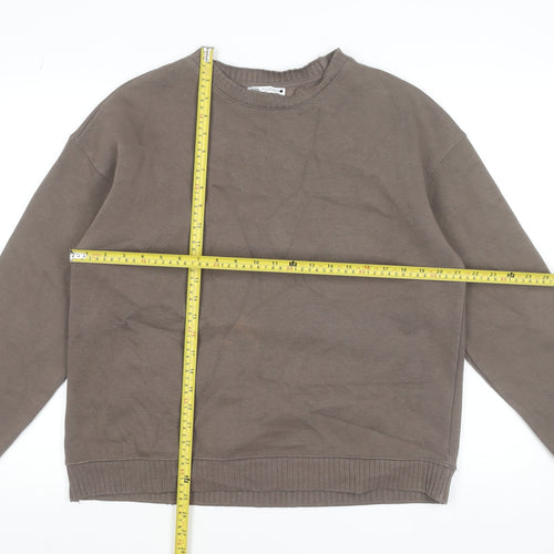 Zara Women Brown Cotton Blend Pullover Sweatshirt Size S