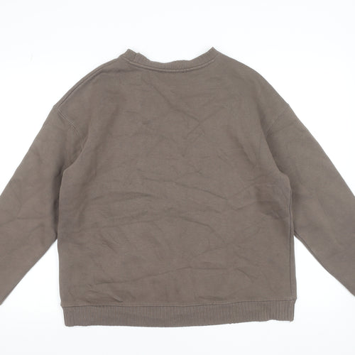 Zara Women Brown Cotton Blend Pullover Sweatshirt Size S