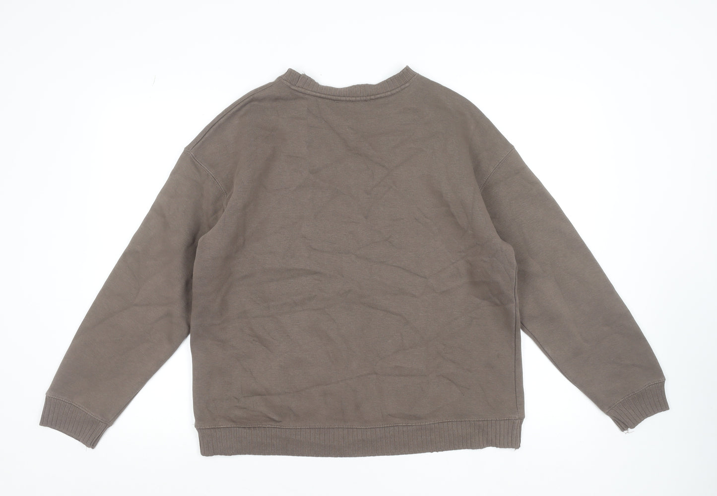 Zara Women Brown Cotton Blend Pullover Sweatshirt Size S