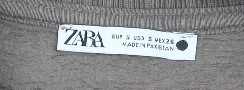Zara Women Brown Cotton Blend Pullover Sweatshirt Size S