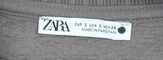 Zara Women Brown Cotton Blend Pullover Sweatshirt Size S