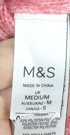 Marks and Spencer Womens Pink Striped Ribbed Knit Pullover Jumper M