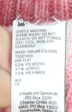 Marks and Spencer Womens Pink Striped Ribbed Knit Pullover Jumper M