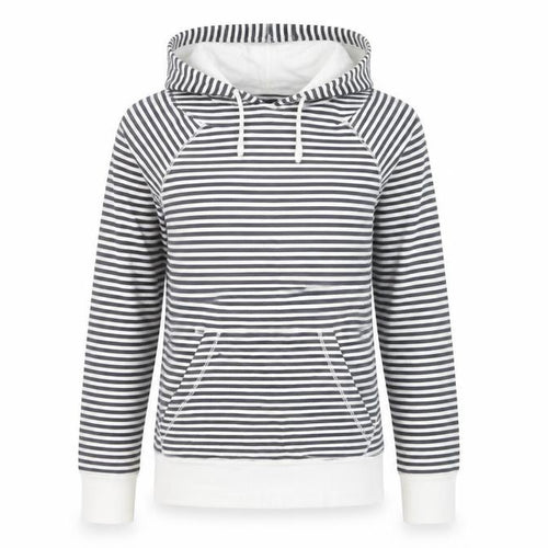 Topshop Women Black & White Striped Cotton Pullover Hoodie Size 10