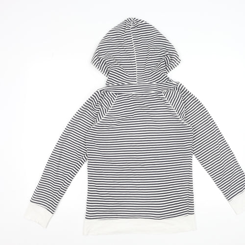 Topshop Women Black & White Striped Cotton Pullover Hoodie Size 10