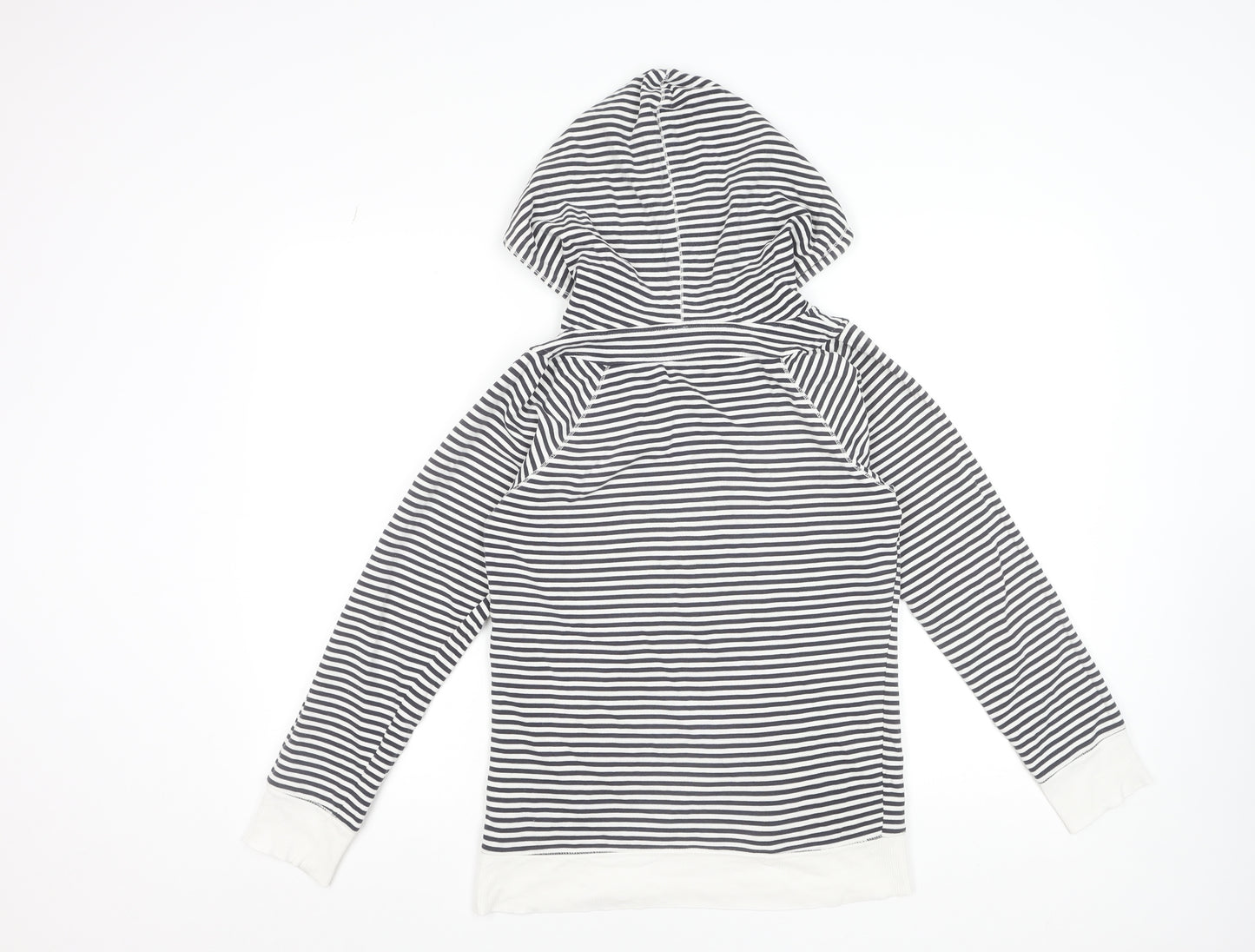 Topshop Women Black & White Striped Cotton Pullover Hoodie Size 10