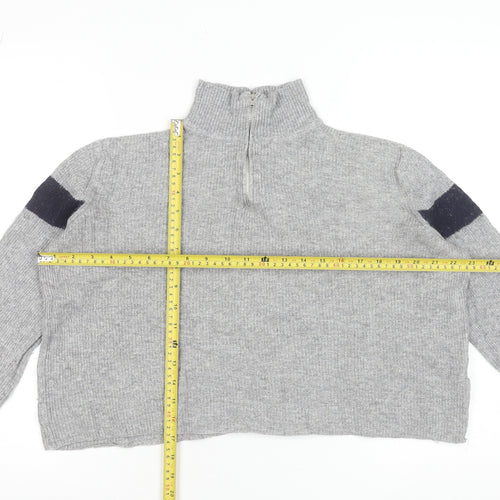 Brandy Melville Women Grey 1/2 Zip Wool Blend Jumper