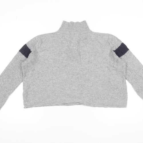 Brandy Melville Women Grey 1/2 Zip Wool Blend Jumper