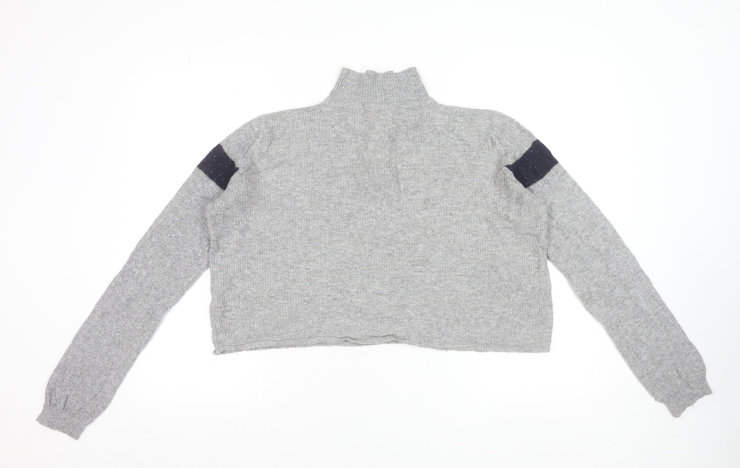Brandy Melville Women Grey 1/2 Zip Wool Blend Jumper