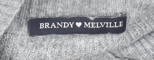 Brandy Melville Women Grey 1/2 Zip Wool Blend Jumper