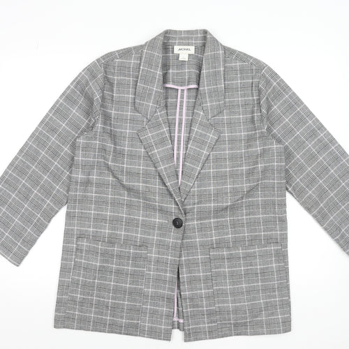 Monki Women’s Grey Check Blazer Jacket Size S Relaxed Fit