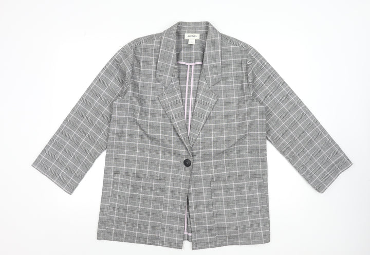 Monki Women’s Grey Check Blazer Jacket Size S Relaxed Fit