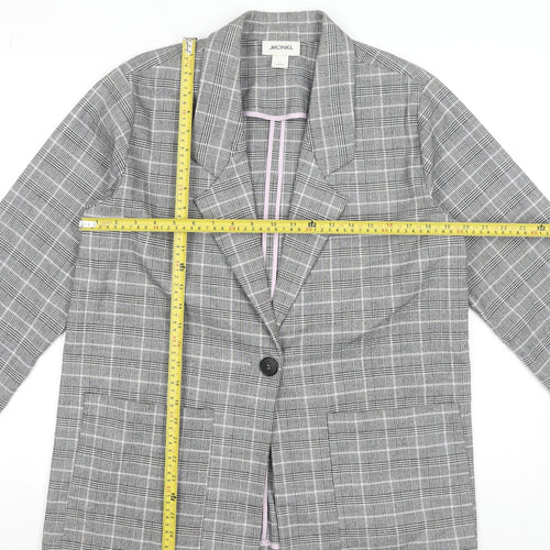 Monki Women’s Grey Check Blazer Jacket Size S Relaxed Fit
