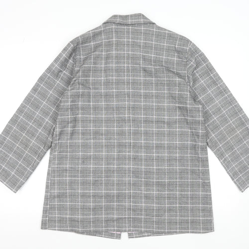 Monki Women’s Grey Check Blazer Jacket Size S Relaxed Fit