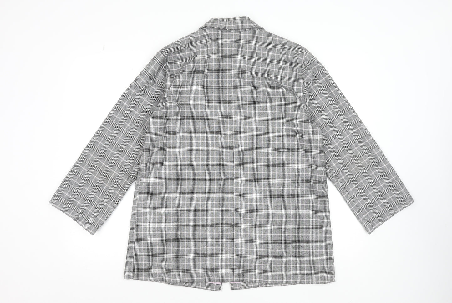 Monki Women’s Grey Check Blazer Jacket Size S Relaxed Fit