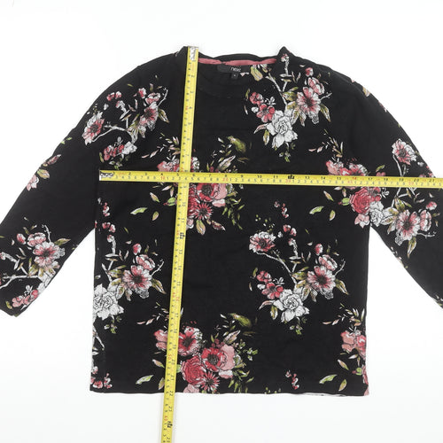 Next Womens Black Floral Long Sleeve Blouse Size 12