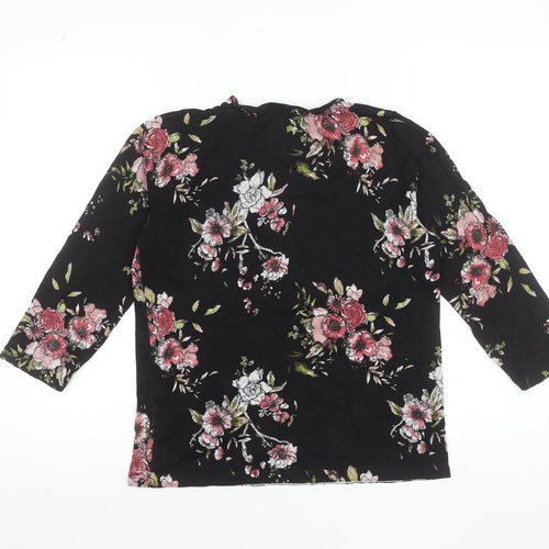 Next Womens Black Floral Long Sleeve Blouse Size 12
