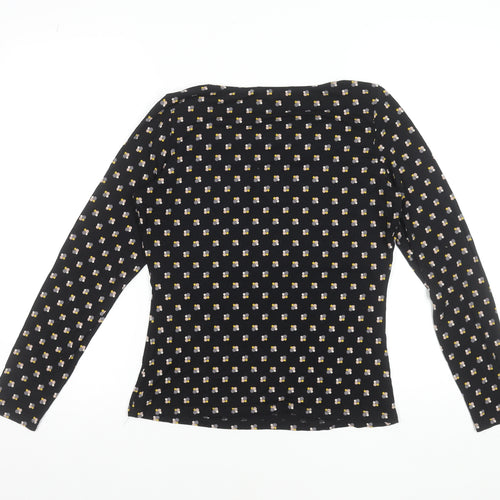 Boden Women’s Black Floral Jersey Cowl Neck Long Sleeve Blouse UK 12