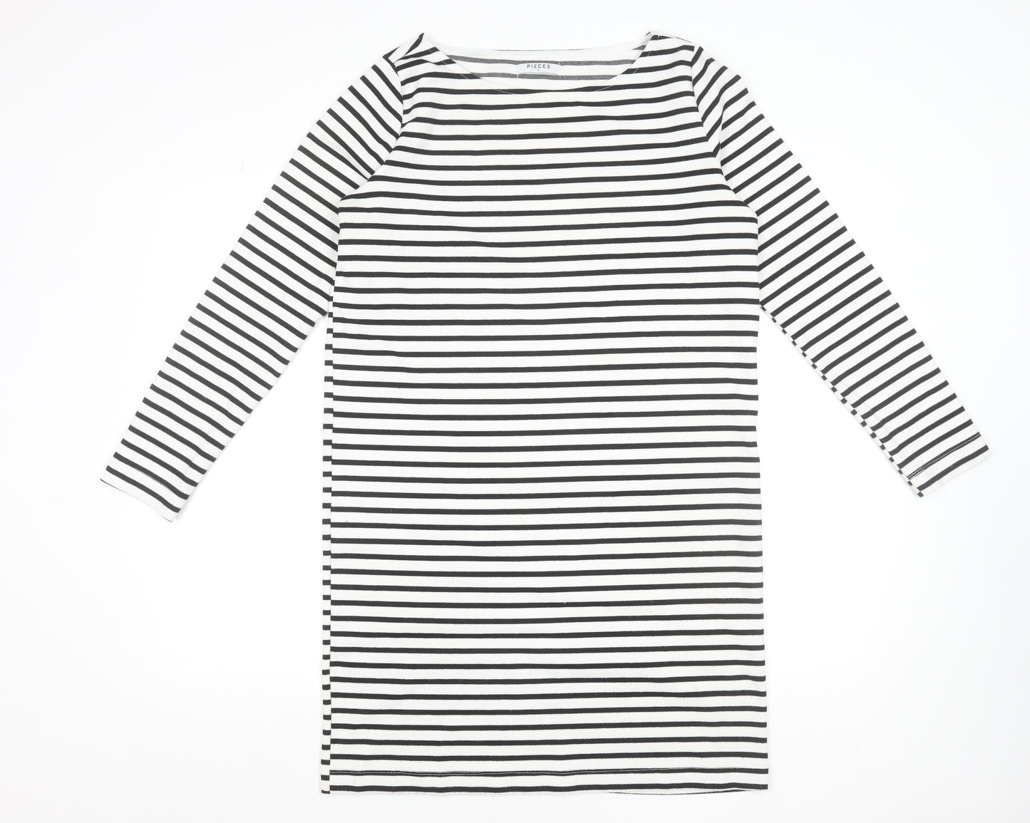 Pieces Women’s Black White Striped T-Shirt Dress Size M