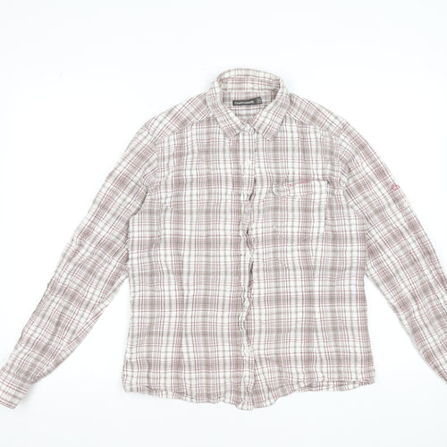 Craghoppers Women's Beige Check Cotton Long Sleeve Shirt UK14
