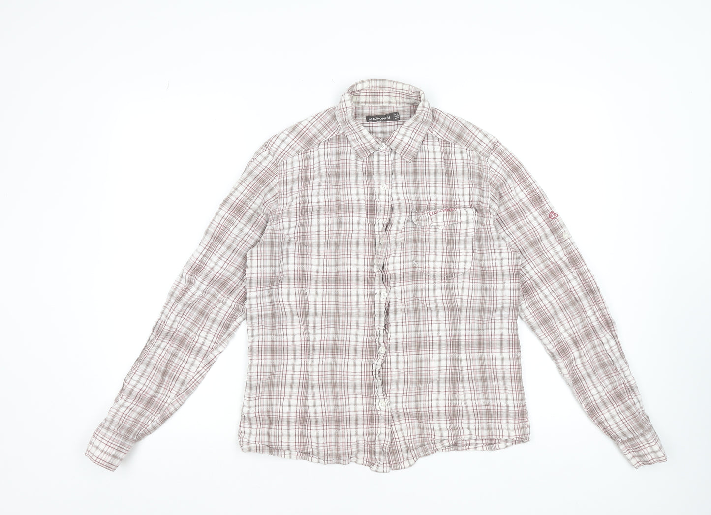 Craghoppers Women's Beige Check Cotton Long Sleeve Shirt UK14