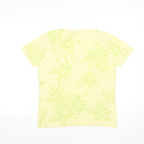 Windsmoor Women's Yellow Floral Rhinestone Viscose Knit T-Shirt M