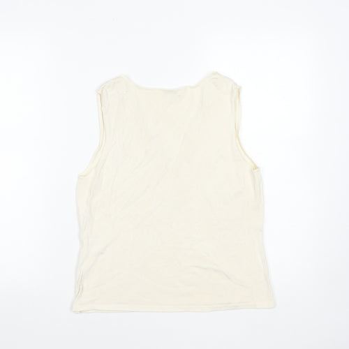 Planet Women's Ivory Beaded Sleeveless Viscose Knit Tank Top Size L