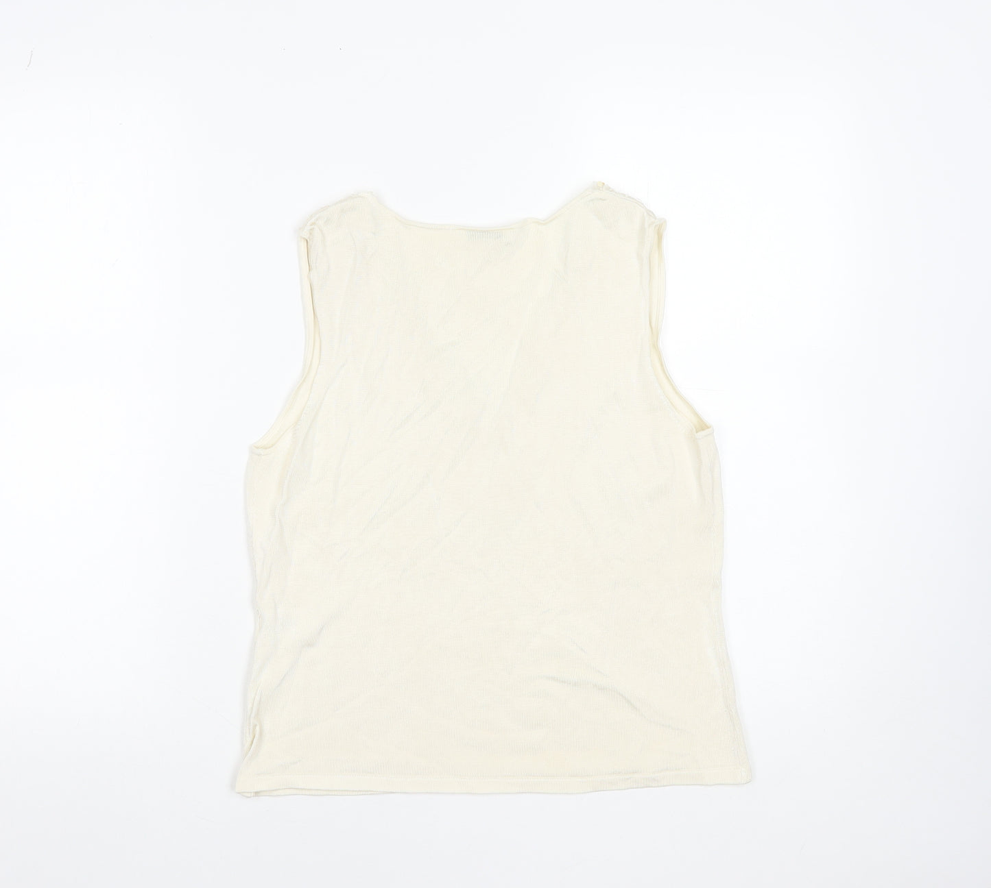 Planet Women's Ivory Beaded Sleeveless Viscose Knit Tank Top Size L