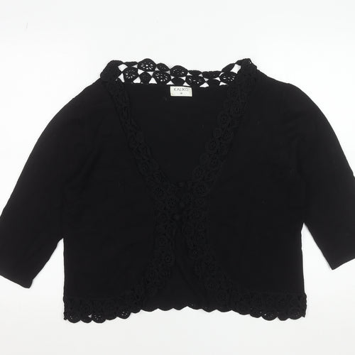 Kaliko Women Black Crochet Edge 3/4 Sleeve Shrug Size 18