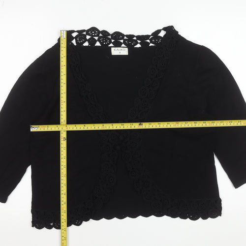 Kaliko Women Black Crochet Edge 3/4 Sleeve Shrug Size 18