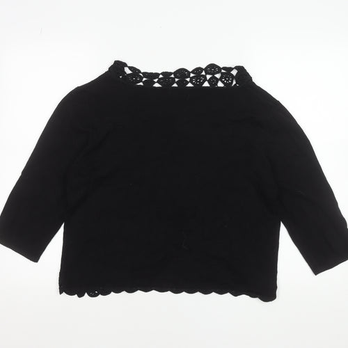 Kaliko Women Black Crochet Edge 3/4 Sleeve Shrug Size 18
