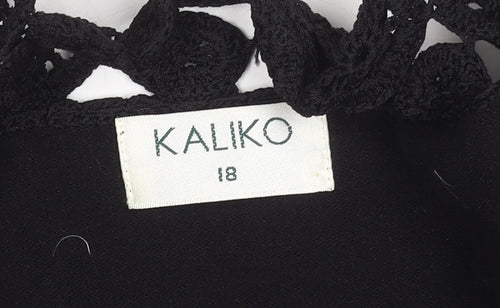 Kaliko Women Black Crochet Edge 3/4 Sleeve Shrug Size 18