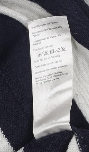 Joules Women Navy & White Striped 1/2 Zip Sweatshirt M Cotton Blend